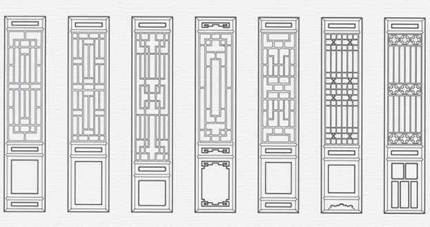 仪征常用中式仿古花窗图案隔断设计图